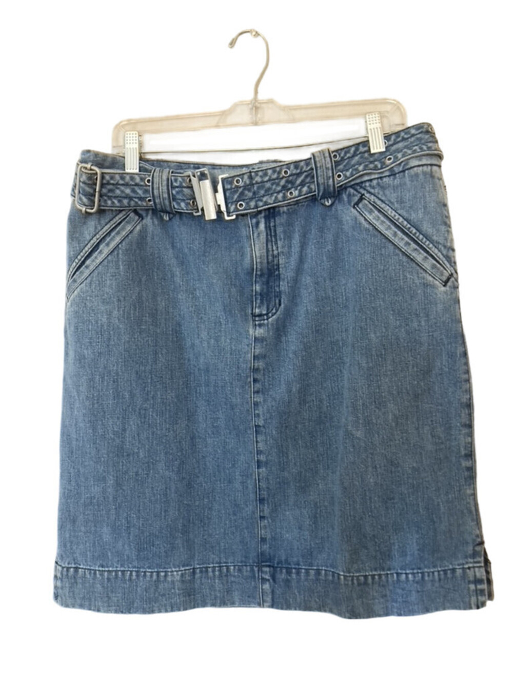 Vintage Liz Claiborne Belted Denim Short Skirt - size 14